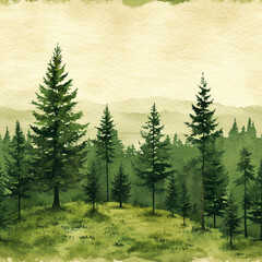 autumn Forest pattern, frameless pattern to enlarge and use as graphic element like background, tiles, ai generated
