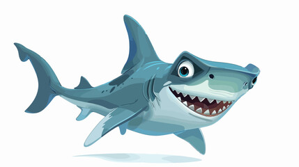 Cute little hammerhead shark cartoon jumping - obrazy, fototapety, plakaty