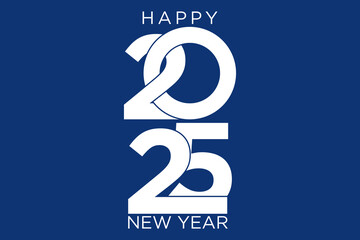 2025 happy new year, trendy new year 2025 white or blue background design template icon vector	
