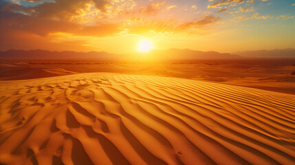 Sunset over the sand dunes background - obrazy, fototapety, plakaty