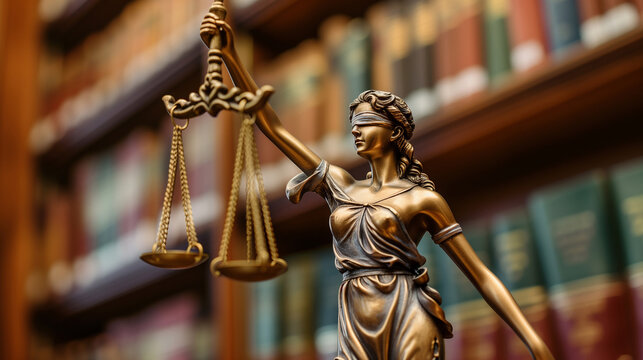 Law and justice concept. Femida statue with libra
