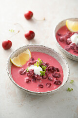 Cold cherry soup with yogurt