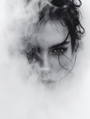 Ethereal Womans Portrait Shrouded in Mist. Generative AI