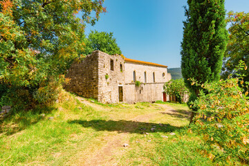 Historic city old bar in Montenegro. Summer holiday.