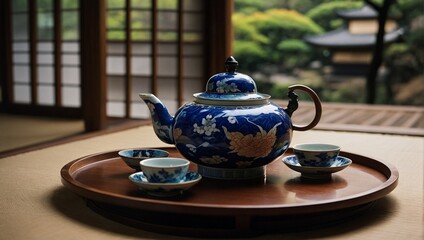 The high-quality digital photograph captures the beauty of a ceremonial tea ceremony, highlighting every delicate movement and detail.