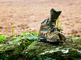 An old discarded trekking boot