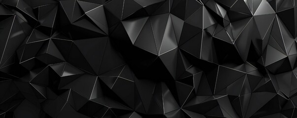 Fototapeta premium Black low poly triangles flat background Generative Ai 