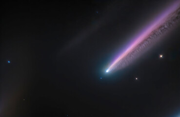 Falling comet in space. - obrazy, fototapety, plakaty