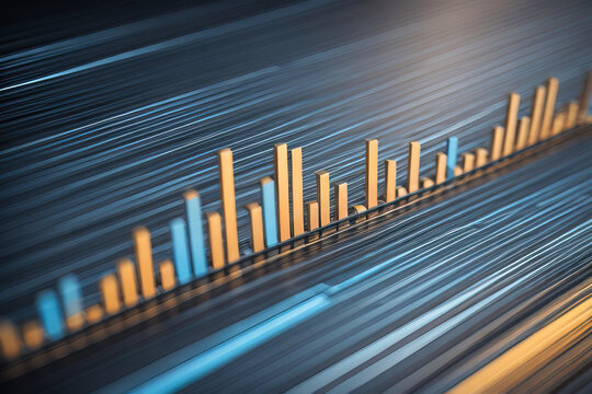 Colorful bar chart on blurred background.