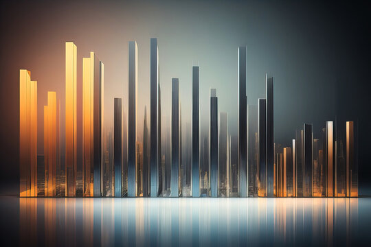 Colorful bar chart on blurred background.