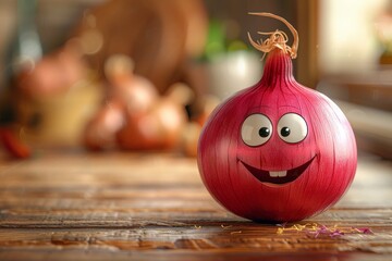 Funny cartoon  onion, banner, copy space