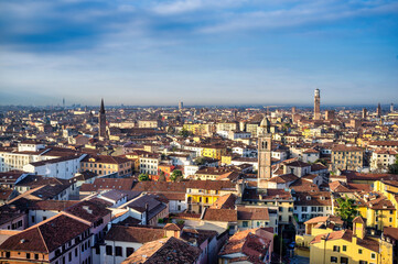 View of Verona, Italy, from the top of the panoramic terrace of San Zeno in Monte