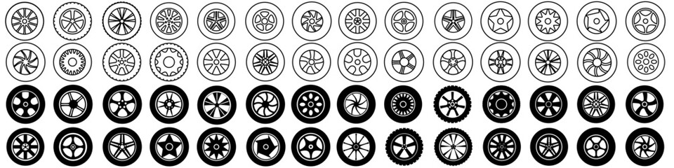 Car wheel icon vector set. Wheel illustration sign collection. Tire service symbol or logo.
