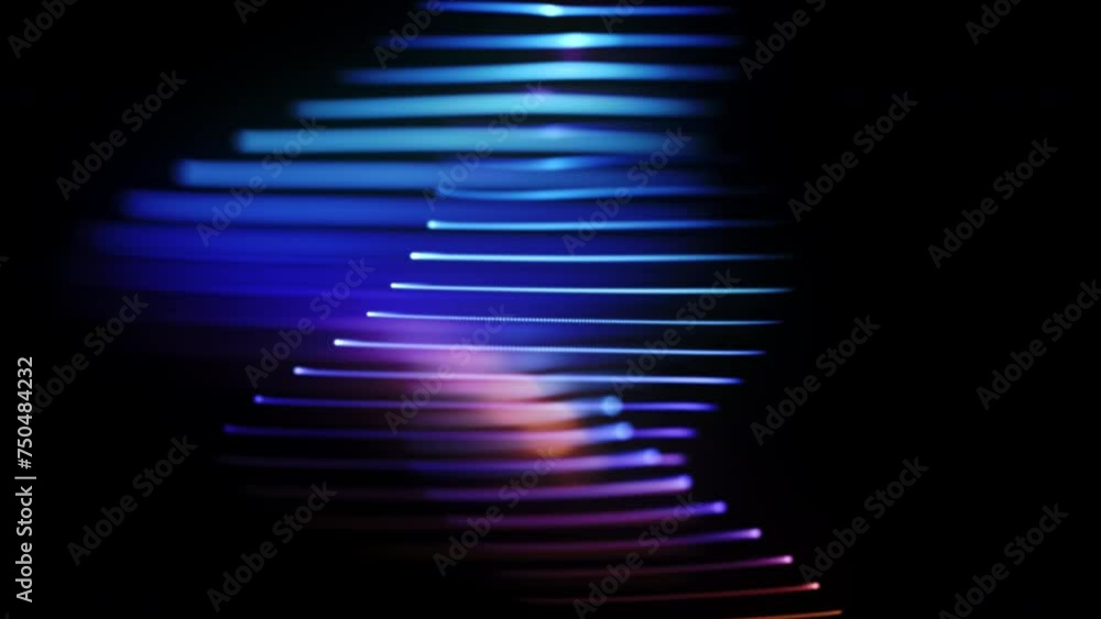 Aufkleber rotation of 3d bright colored horizontal lines on black background. abstract concept of artificial i