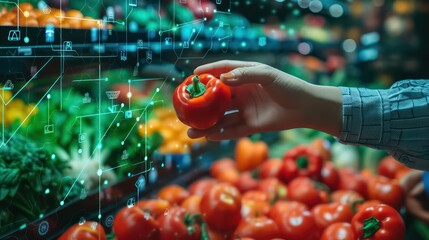 use of blockchain technology in ensuring transparency and traceability in the food supply chain - obrazy, fototapety, plakaty