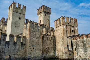 Scaliger Castle of Sirmione on Lake Garda in Italy