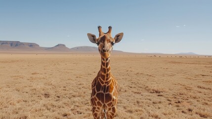 Giraffes graze in the fields amidst natural beauty. - obrazy, fototapety, plakaty