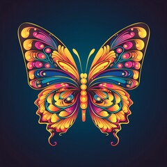 colourful butterfly illustration on a black background 