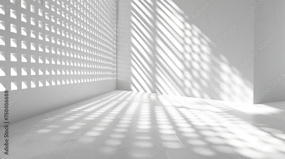 Poster abstract white light on wall background for display product with generative ai.