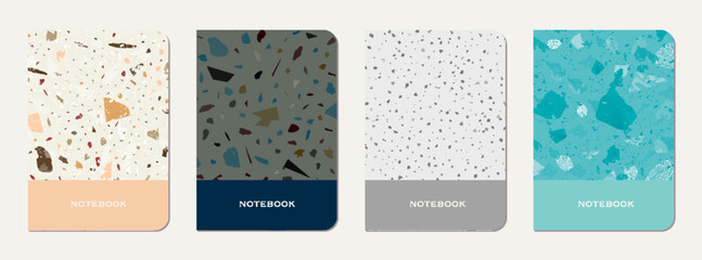 Notebook cover design. Terrazzo abstract - obrazy, fototapety, plakaty
