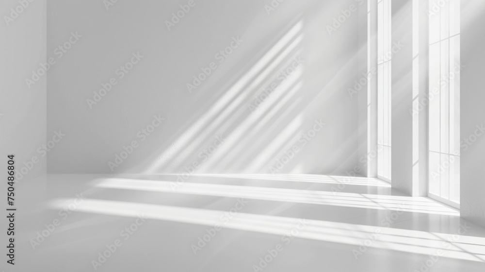 Poster abstract white light on wall background for display product with generative ai.