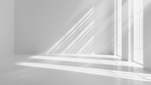 Fototapeta Abstract white light on wall background for display product with Generative Ai.