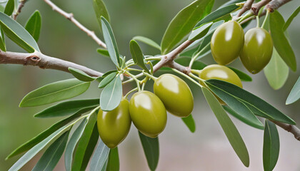 olives on branch 3d realistic art render