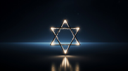 Lighting of star of David in the Sky . Minimalist style.