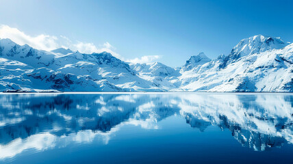 Picturesque winter landscape snow-capped mountains.