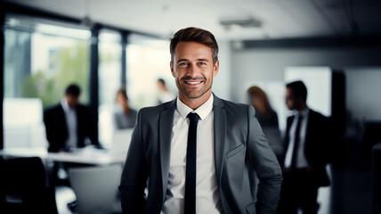 Happy and smiling businessman in the office