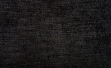 Fabric texture of natural cotton or linen textile, Black fabric background. - 750489245