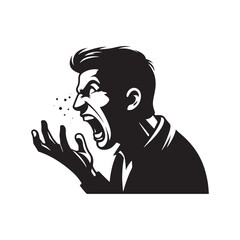 Burning Reaction: Vector Angry Person Silhouette - Expressing Intense Emotion in Striking Form. Angry Person Illustration, Angry man vector.