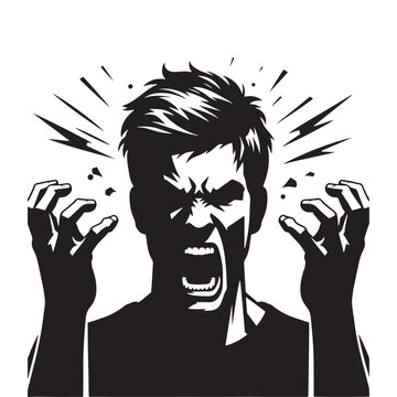 recommend clip art: Burning Reaction: Vector Angry Person Silhouette - Expressing Intense Emotion in Striking Form. Angry Person Illustration, Angry man vector.