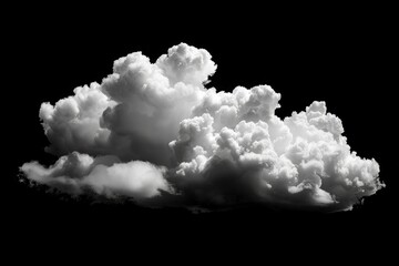 Majestic Cumulus Cloud Formation on a Dark Sky: A Stunning Monochrome Capture Ideal for Backgrounds, Weather Patterns, and Natural Phenomena