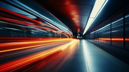 Fototapeta na wymiar Blurred motion in an urban tunnel