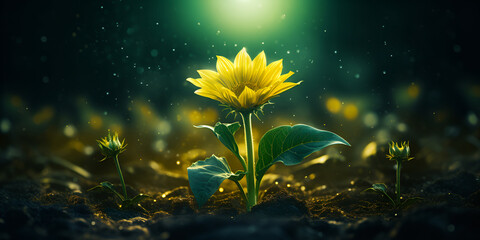 Obraz na płótnie Canvas Sunflower Majesty in a Sunny Field ,Lone Sunflower Basks in Dusk's Embrace , Sunflower Stands Tall in Sunset's Embrace 