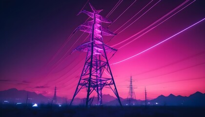 High voltage post or High voltage tower - obrazy, fototapety, plakaty
