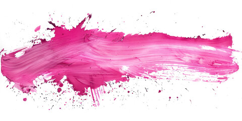 Pink ink brush stroke,  Pink green brush splashes isolated on transparent png. - obrazy, fototapety, plakaty