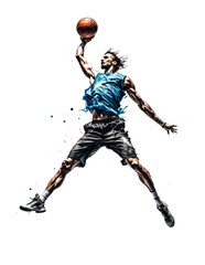 jumping basketball player in action