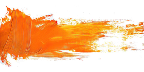 Orange ink brush stroke, Orange brush splashes isolated on transparent png.