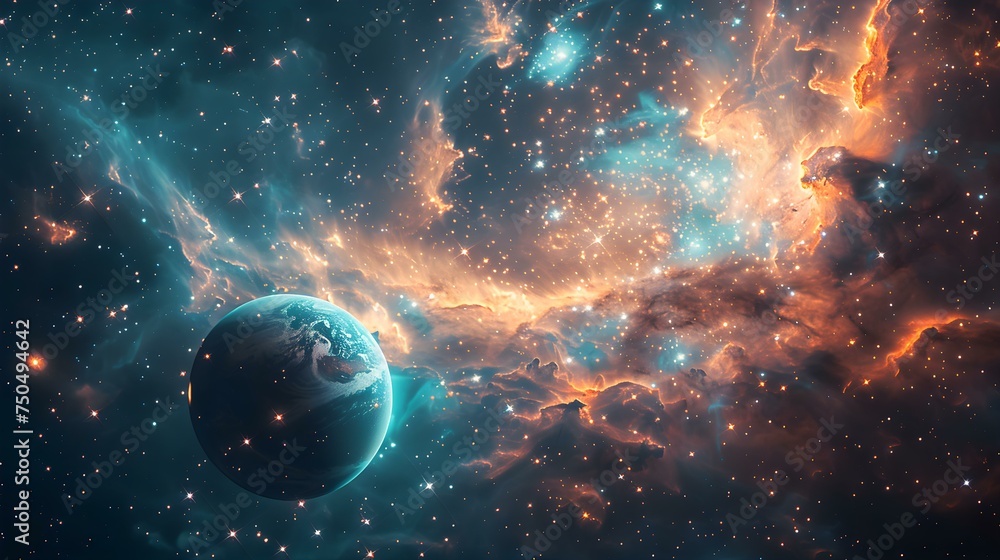 Poster embark on a mesmerizing journey through the wonders of the universe at a planetarium. concept astron