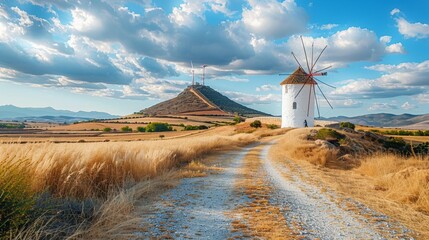 In Spain, a windmill produces electricity.
