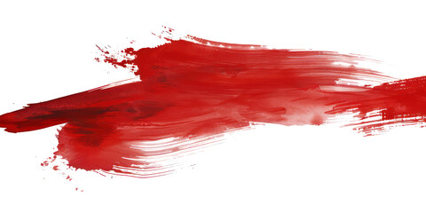Red ink brush stroke , brush splashes isolated on transparent png.