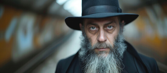 Generative AI, Portrait of religious orthodox jewish man, photo close up - obrazy, fototapety, plakaty