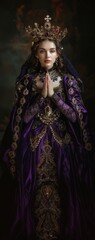 Fototapeta na wymiar Royal Elegance: Regal Woman in Purple Robes