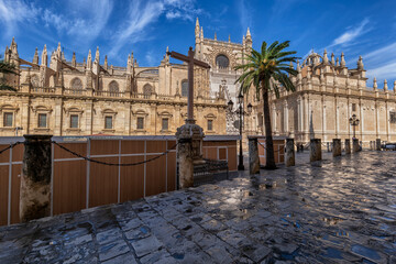 Fototapeta na wymiar Seville Cathedral Gothic Architecture In Spain