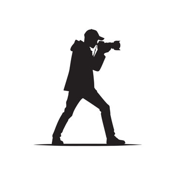 Lens Artist: Vector Camera Man Silhouette - Expertly Framing Moments with Precision and Creativity. Photographer vector, Photographer Illustration.