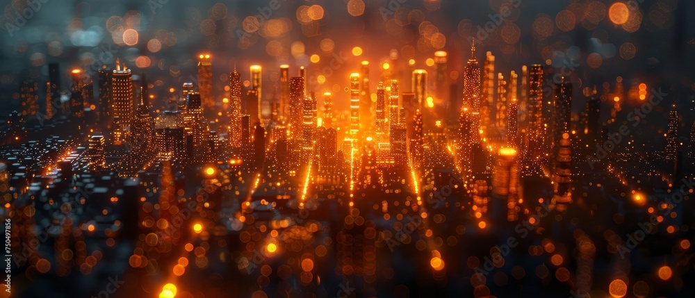 Poster smart city and internet of things, wireless communication network, abstract image visualisation