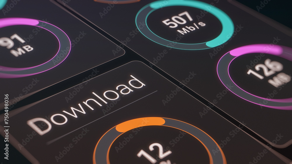 Poster net speed concept, fast data download and upload, internet speed test, transfer data progress, isome