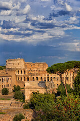 Colosseum and Arch of Titus in Rome, Italy - 750498826
